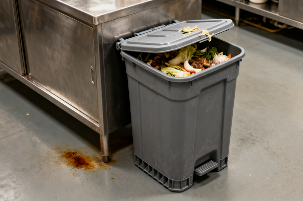 plastic kitchen garbage can in a restaurant kitchen plastic kitchen garbage can in a restaurant kitchen